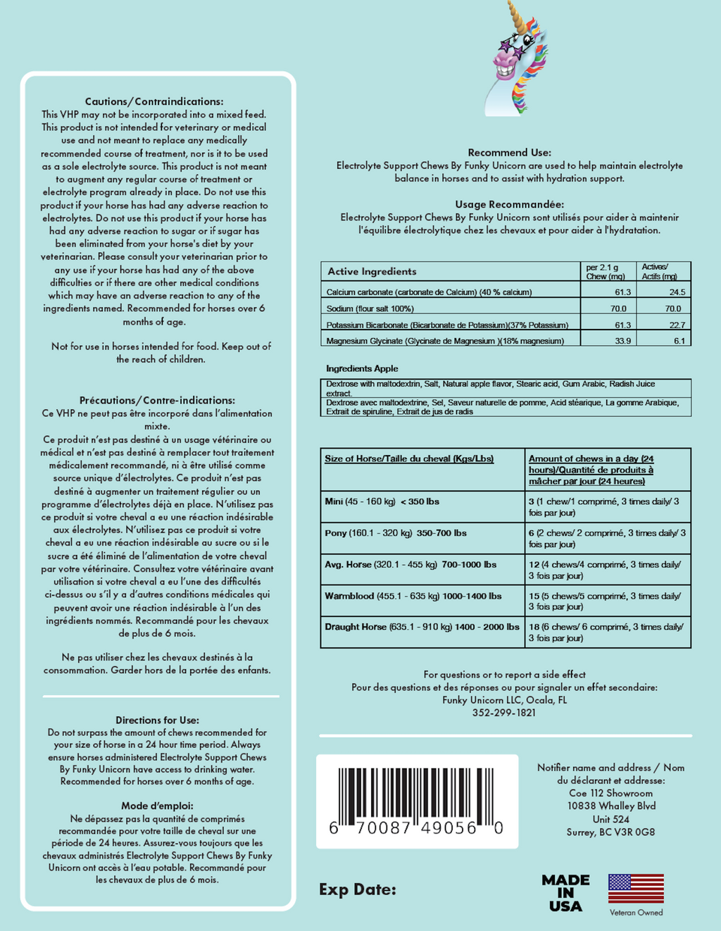 Funky Unicorn Electrolyte Support Chews Refill 21 oz