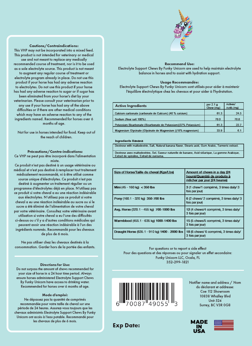 Funky Unicorn Electrolyte Support Chews Refill 21 oz