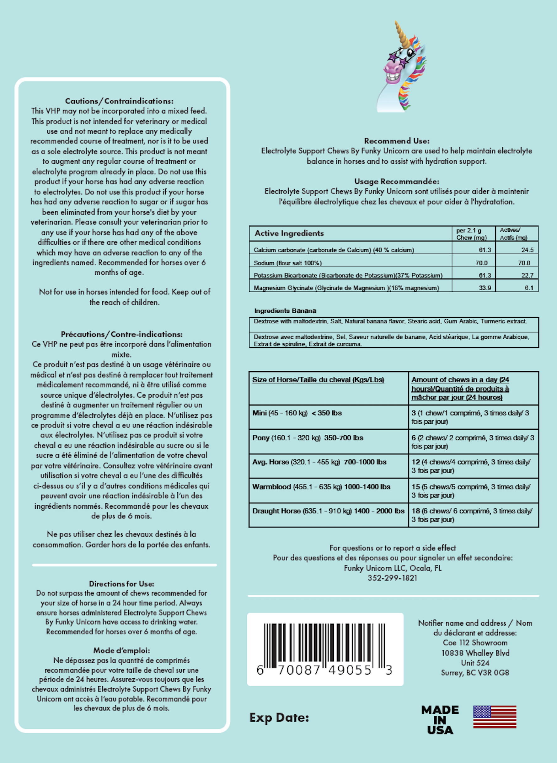 7 oz Funky Unicorn Electrolyte Support Chews