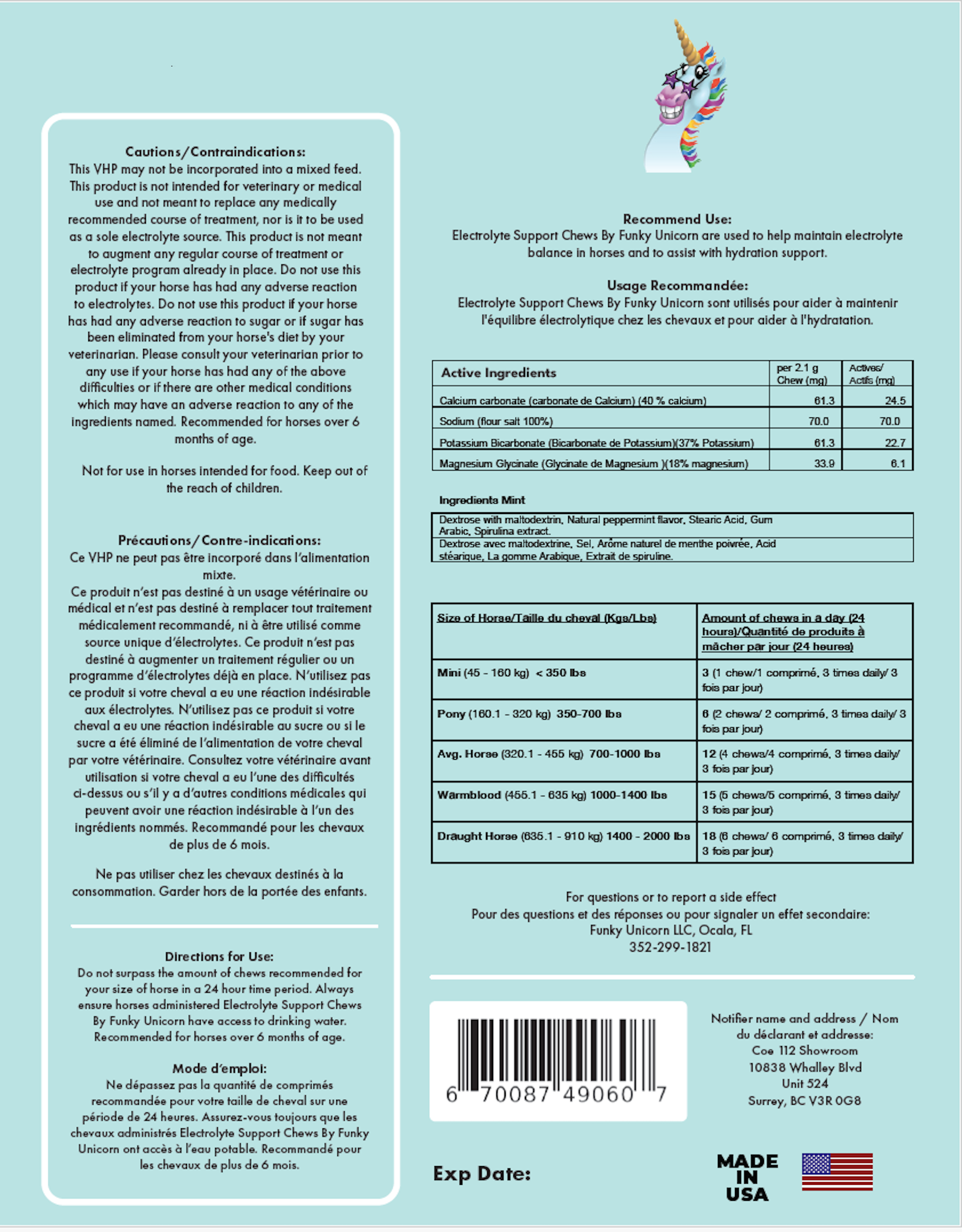 7 oz Funky Unicorn Electrolyte Support Chews