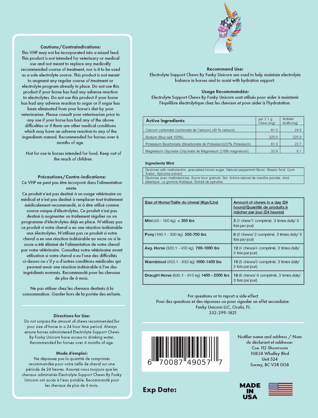 Funky Unicorn Electrolyte Support Chews Refill 21 oz